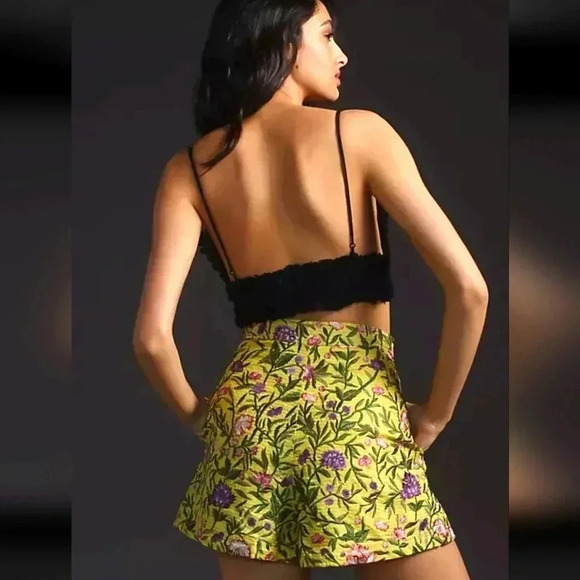 Anthropologie La Fuori Embroidered Shorts Floral Embroidery High Rise - Picture 3 of 9